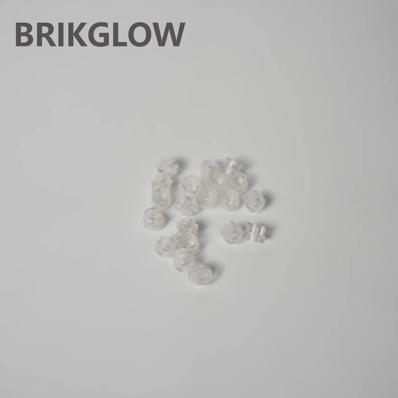 BRIKGLOW 20 stuks holle transparante ronde bouwsteen kleine accessoires (met inkepingen)