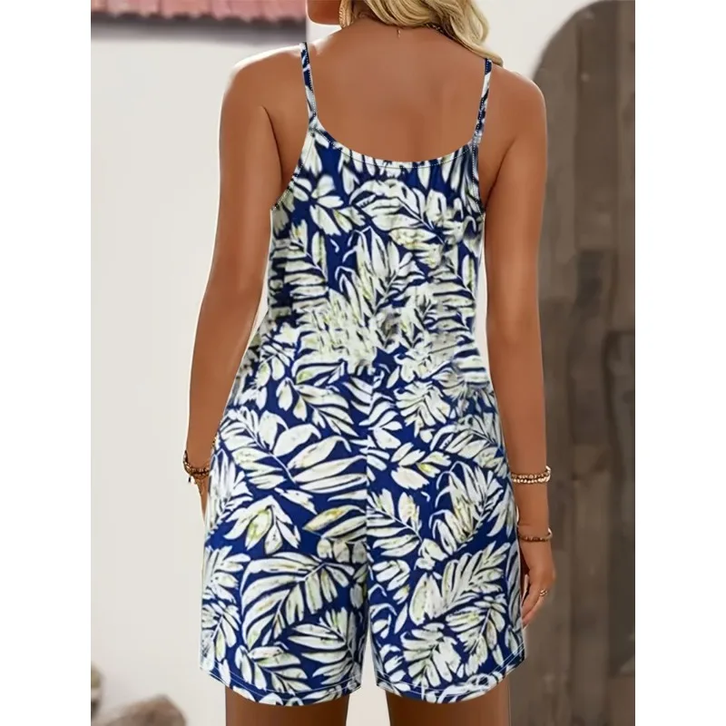 European and American style casual elegant spring and summer Bohemian3DPrinted Sleeveless Jumpsuit