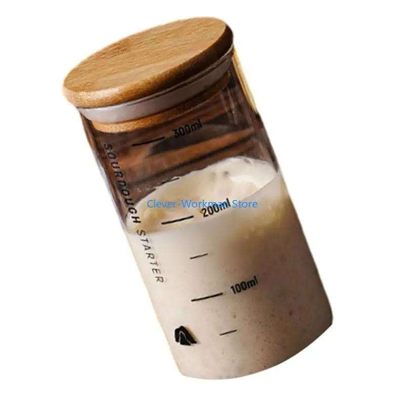 24TD Банка для закваски Прозрачный стеклянный контейнер с широким горлышком и крышкой Практичная банка для брожения для выпечки