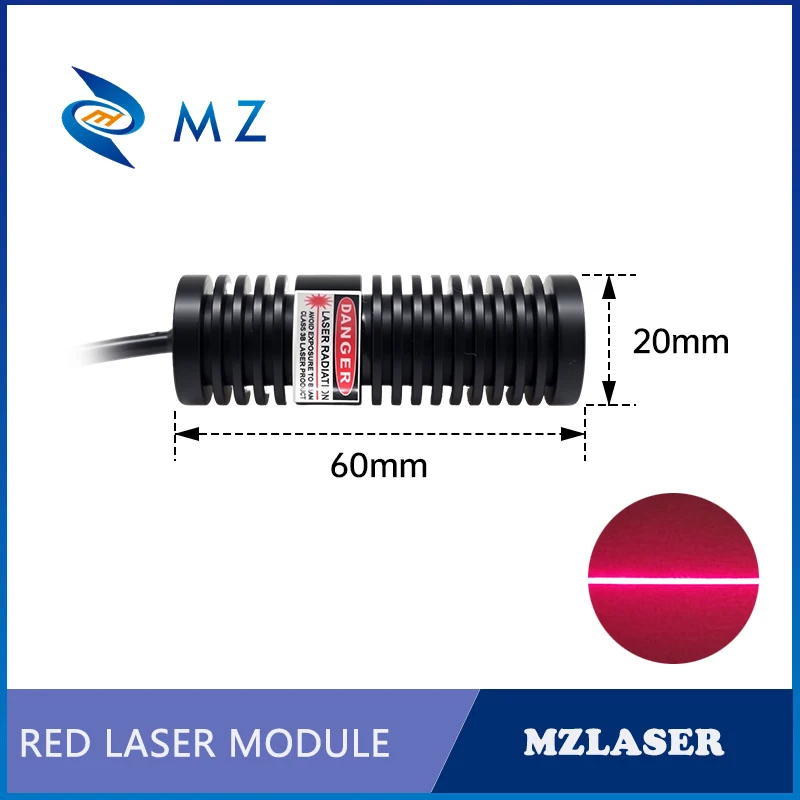 Compact D20mm 650nm 660nm 638nm Red Line Laser Diode Module DC 5V 12V 24V 50mW 100mW Industrial Positioning Alignment