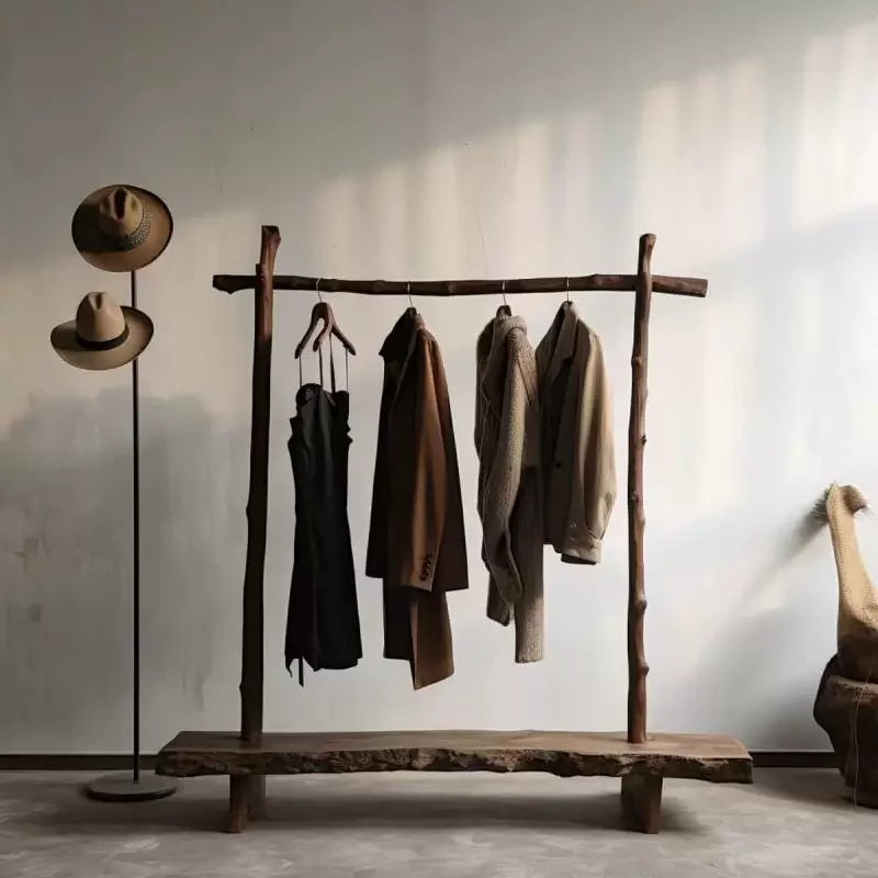 Platzsparender Kleiderständer aus Holz, schmal, stehend, luxuriöse Kleiderständer für Schlafzimmer, Designer-Wandgarderobe, Zimmermöbel