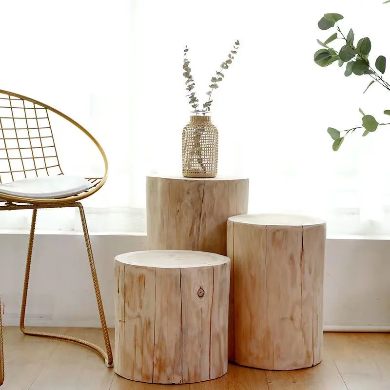 

Stump, Stump, Solid Wood Pier, Log Stool, Nordic Simple Round Stool Creative Shoe Change Stool, Log Edge Few Bedside Tables