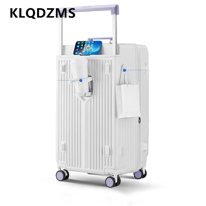 

KLQDZMS Zipper Suitcase Multifunctional Boarding Box Large Capacity Trolley Case 20"24"26"28 Inch Women's PC Cabin Luggage