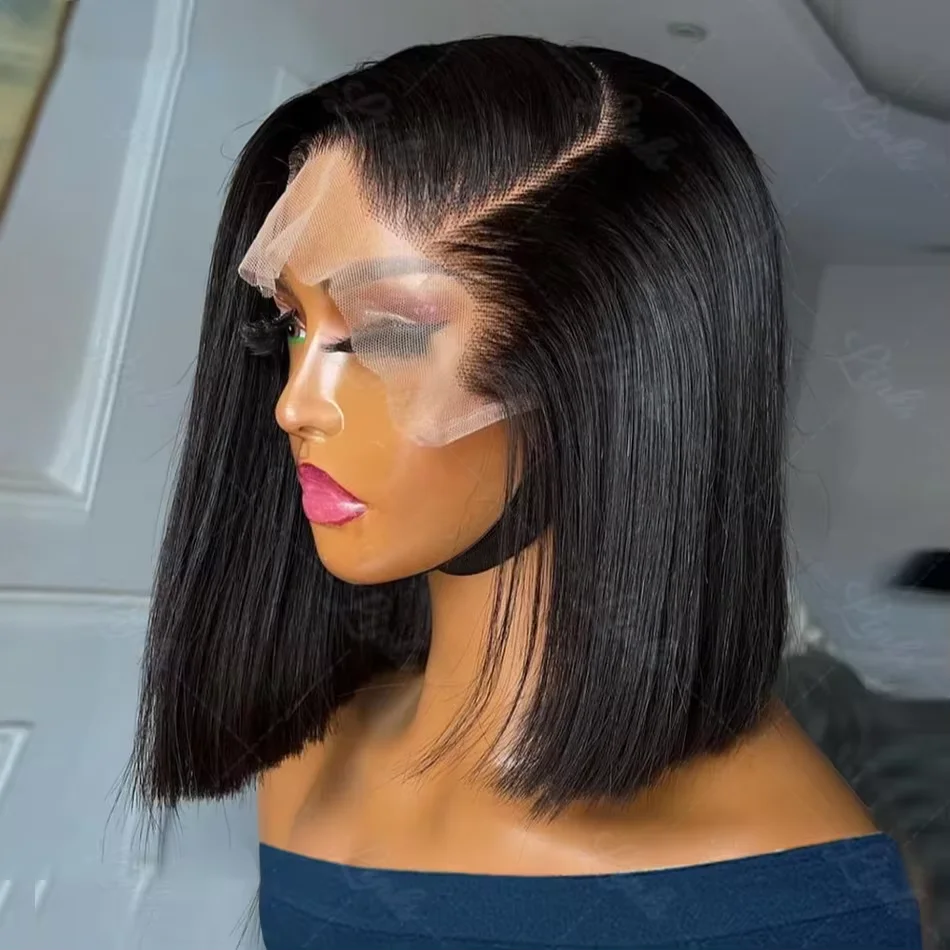 

Short Straight Bob Wigs Human Hair 13x4 Bob Lace Front Wigs 200 Density 12 Inch Brazilian HD Lace Frontal Wig For Women