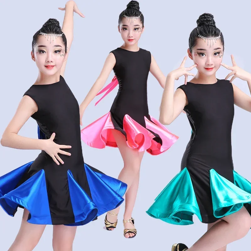 

Children's Latin Dance Skirt Children's Dance Piece Dance Dress Girls Grading Competition Clothing Girl Art Test Clothes