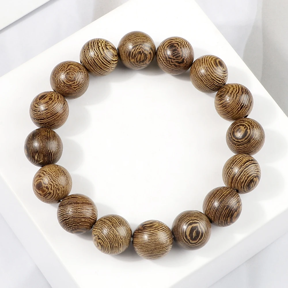 6 8 10 12mm Original Wooden Beads Bracelets Men Elastic Buddhist Prayer Bracelets & Bangles Handmade Women Yoga Jewelry pulsera