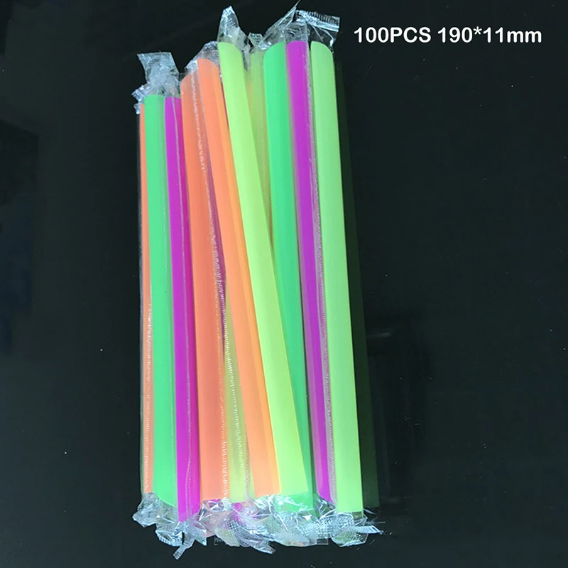 100pcs 7.5inch Big Milkshake Straws Bubble Boba Milk Tea Plastic Thick Straws Smoothie Cold Drinking Drinkware Bar Accessories