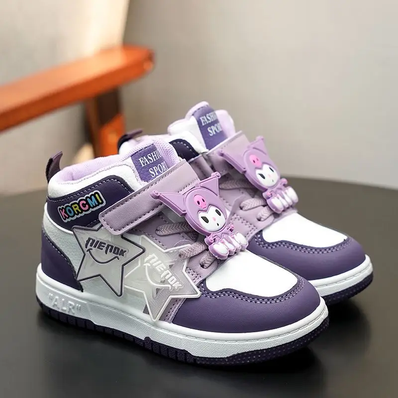 

Sanrio Kuromi Anime Kawaii Ins Fashion Board Shoes Cute Spring Autumn Leather Breathable Casual Shoes Sneakers Gifts for Kids