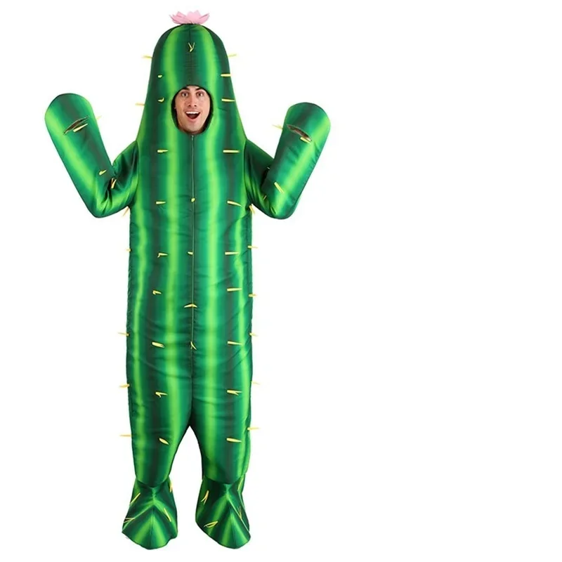 Unisex Adult Cactus Costume Cosplay Holiday Party Funny Green Men Cactus for Kids Boy Jumpsuit Fancy Dress