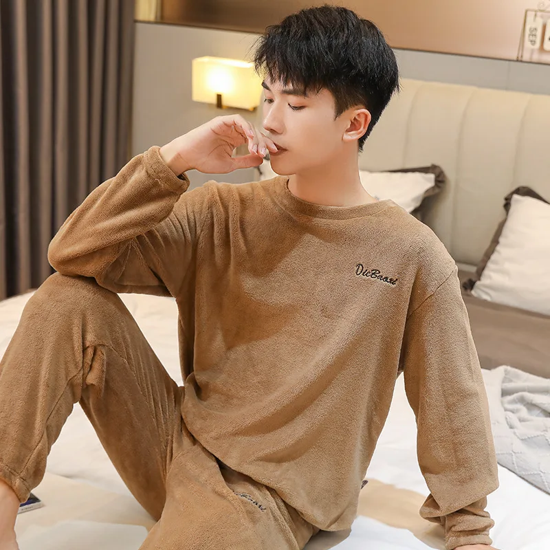 Autumn and Winter New Coral Velvet Pajamas Homewear Suit Men and Women Models Thickened and Padded Underwear Pajamas Homewear