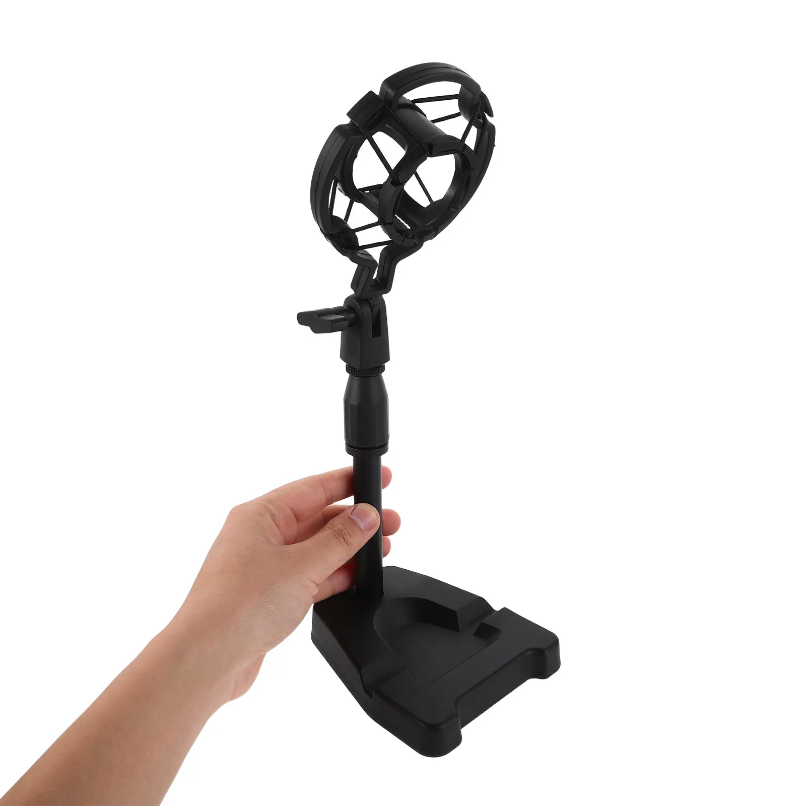 Compact Desktop Microphone Stand with Shockproof Plastic Shock Mount Multi Angle Adjustment for Content Creators Musicians