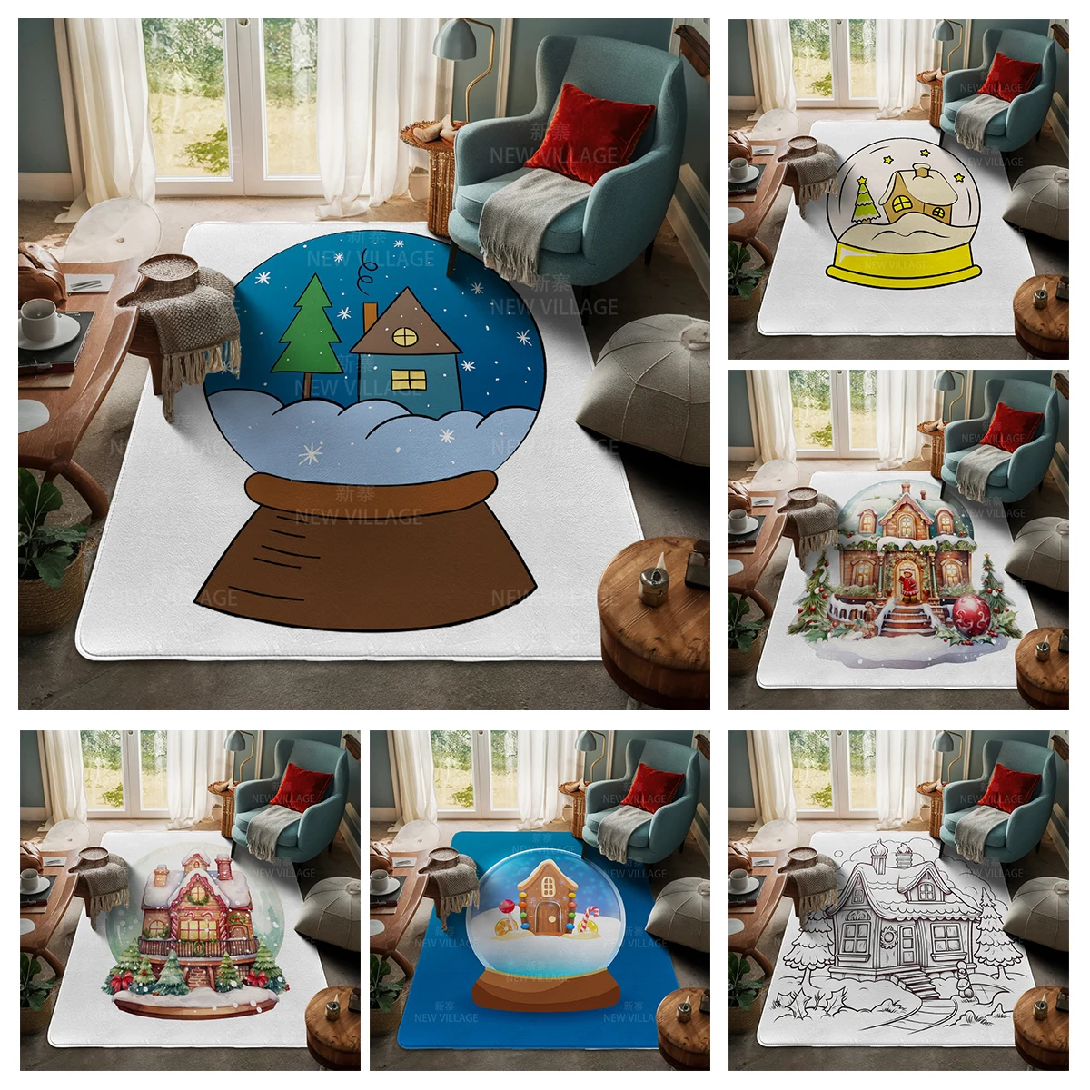 

House entrance carpet Home door mat Living Room Bath Foot bathroom non-slip water absorption rugs bath Merry Christmas winter