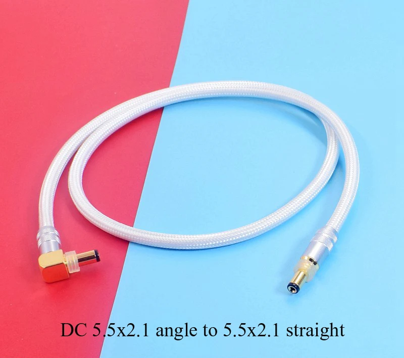 HIFI Gold Silver Palladium Alloy DC 5.5x2.5 Male To 5.5x2.1 GX16 2Pin Type C USB 90 Degree Right Angle Straight Cable HI-END