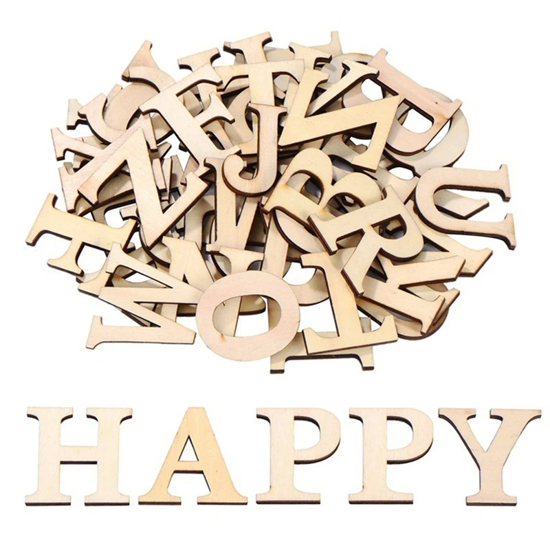 104PCS Wooden Alphabet Letters For DIY Crafts 3D Letters For Home Wall Decor