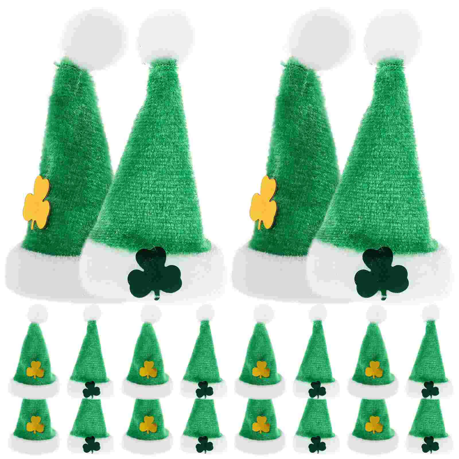 

20 Pcs Mini Ornaments Hat Adornments Saint Patrick's Day Decoration Plush Gnome Hats Baby Dolls Miniature