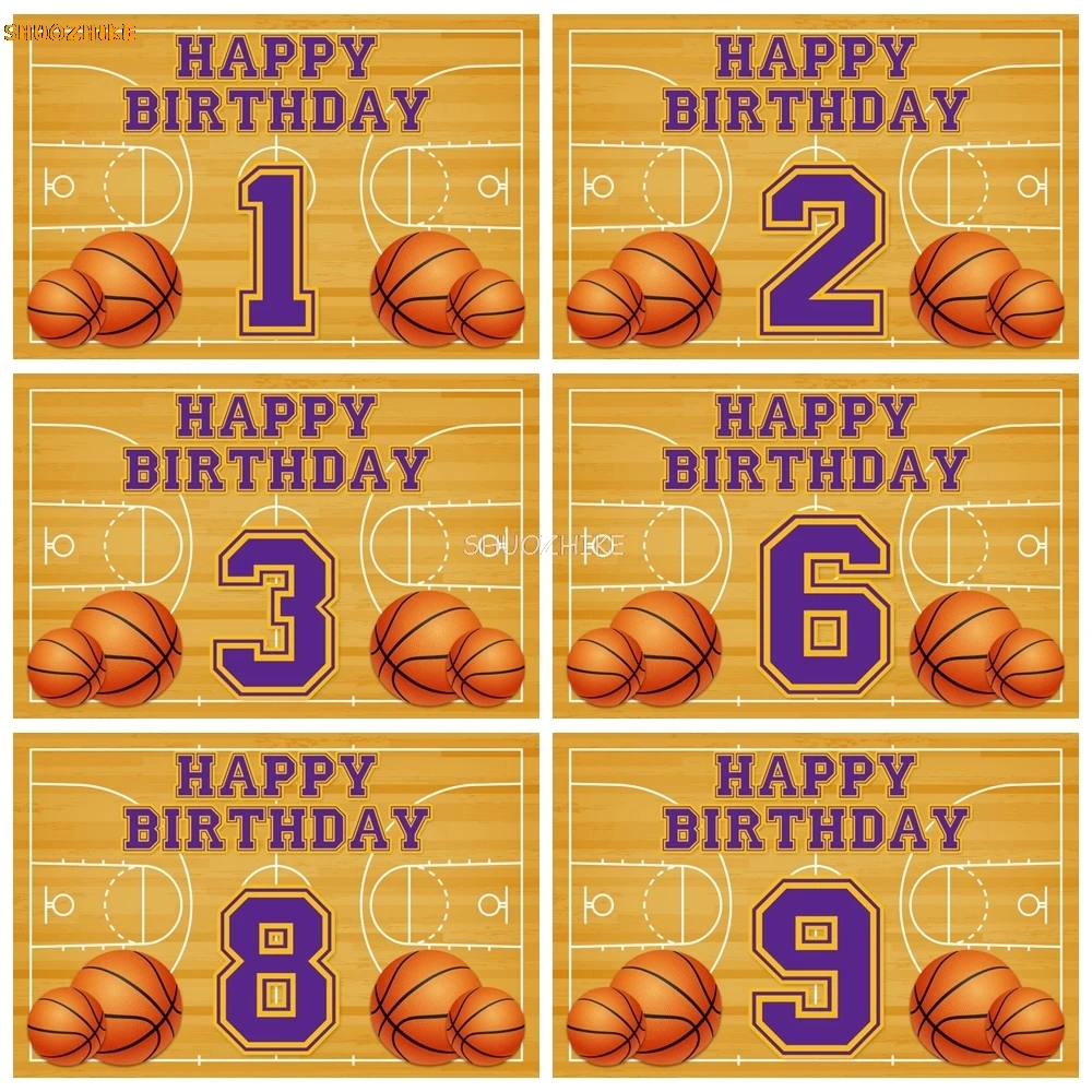 

Happy Birthday Backdrop Basketball Boy Party Customizable Poster Photo Props Photography Background Studio Photoshoot