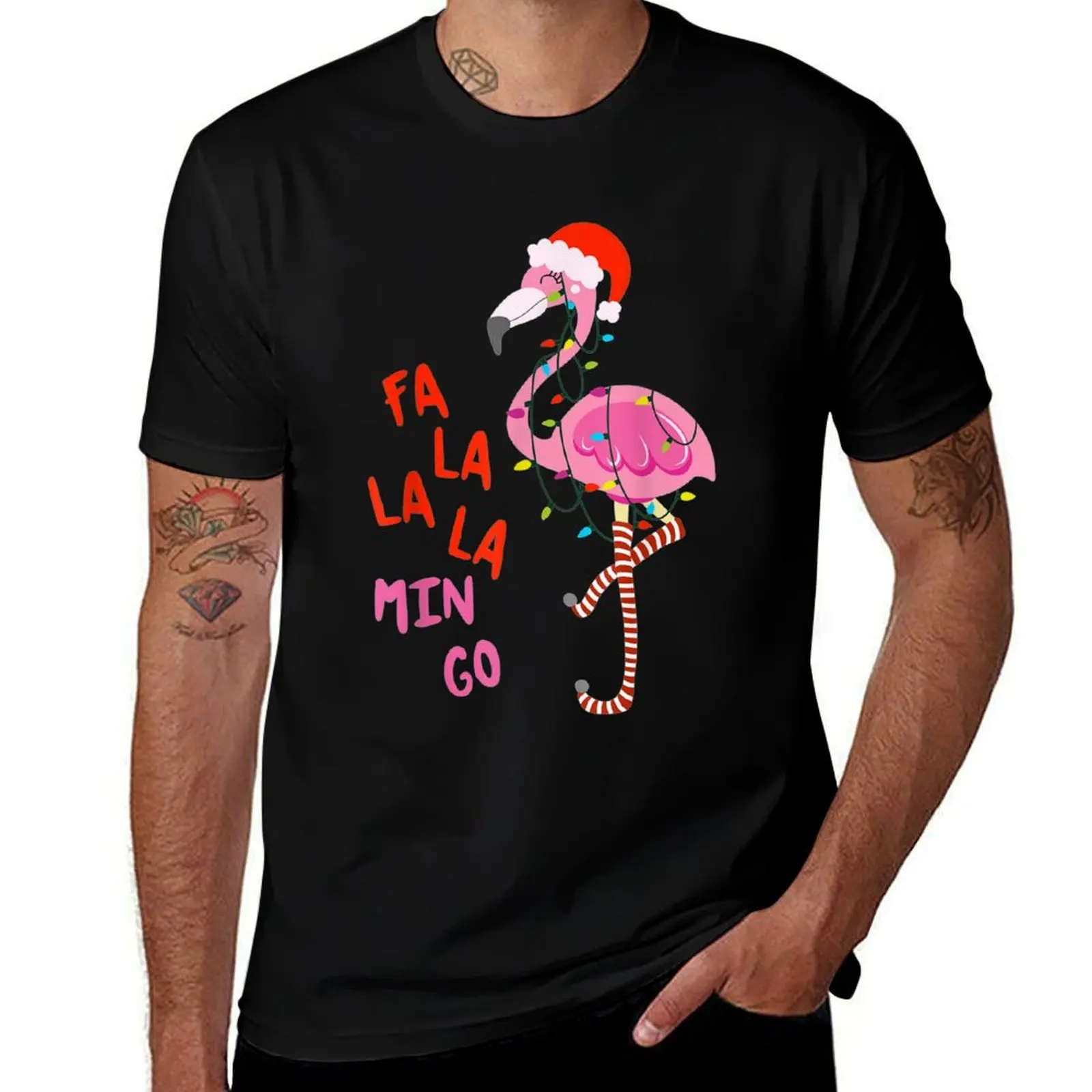 Fa La La La Mingo Flamingo For Christmas T-Shirt Plus Size Lightweight Tee Shirt T-Shirt