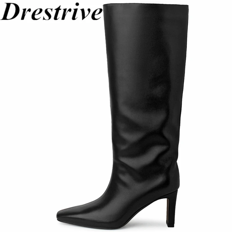 Insicre 2026 Classic Handmade Top Quality Women's Knee High Boots Full Genuine Leather Pointed Toe Thin High Heels Winter Shoes