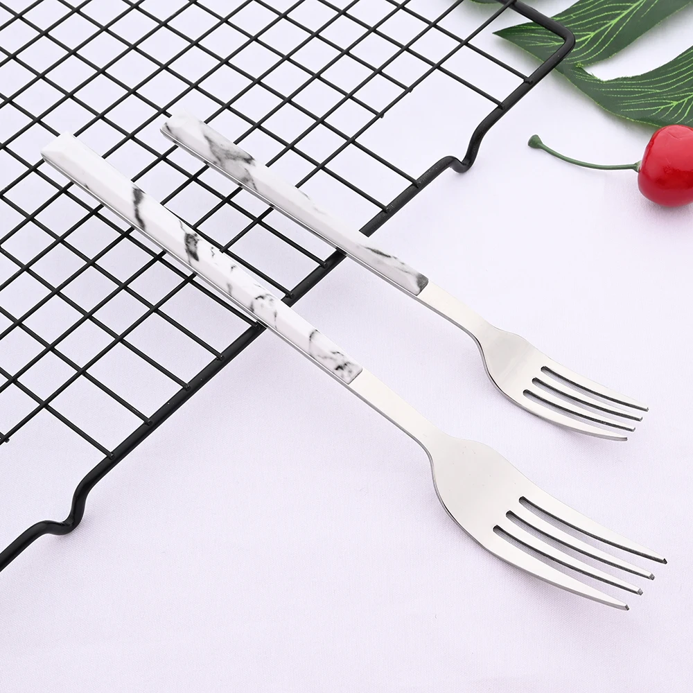 4/16Pcs Dinnerware Stainless Steel Marbling Pattern Flatware Cutlery Knife Spoon Fork Tea Spoon Fork Kitchen Household Tableware