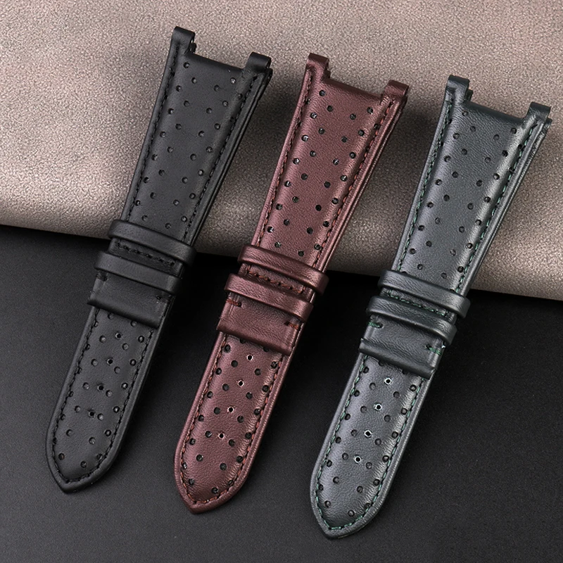 For Versace Large Dial Watch band VBR 8545 Notched Men\'s and Women\'s Genuine Leather Strap Accessories 26MM Calfskin Bracelet