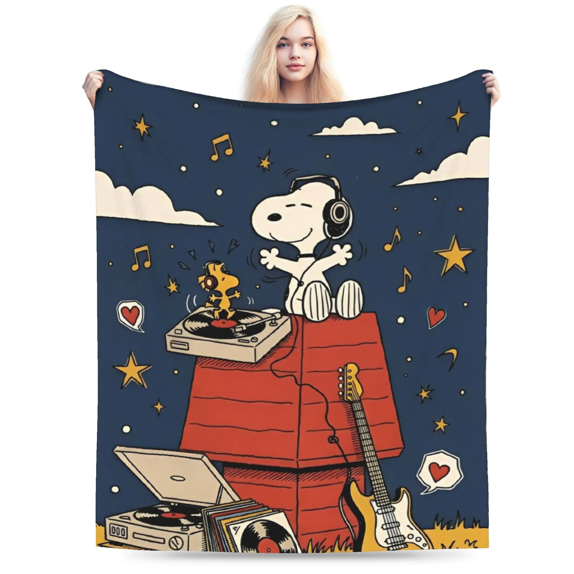 

Snoopys Cute Dog Blanket Quality Warm Soft Throw Blanket Spring Boy Girl Bedroom Novelty Bedspread