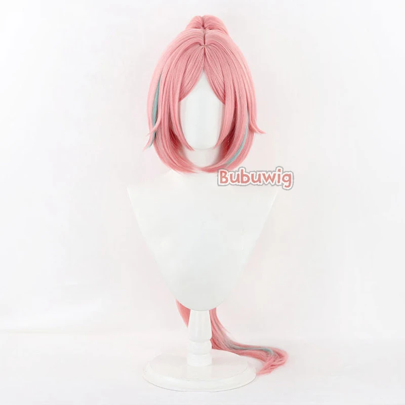 Bubuwig Synthetic Hair Rappa Cosplay Wigs Game Honkai: Star Rail Rappa 100cm Pink Mixed Blue Ponytail Cos Wig Heat Resistant