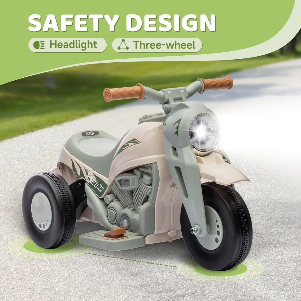 6V Kids Motorcycle Bubble Car 3 Wheel Electric Ride On Toy Kid Motorcycle With LED Headlight Music Forward Reverse For Toddlers