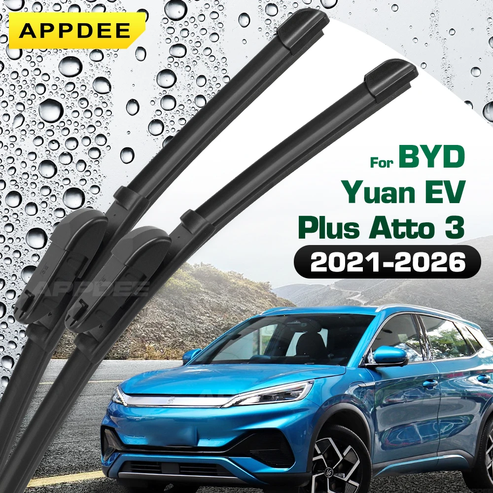 Silicone & Rubber Wiper For BYD Yuan EV Plus Atto 3 2021-2026 Front Wiper Blades Windshield Windscreen Window Brushes