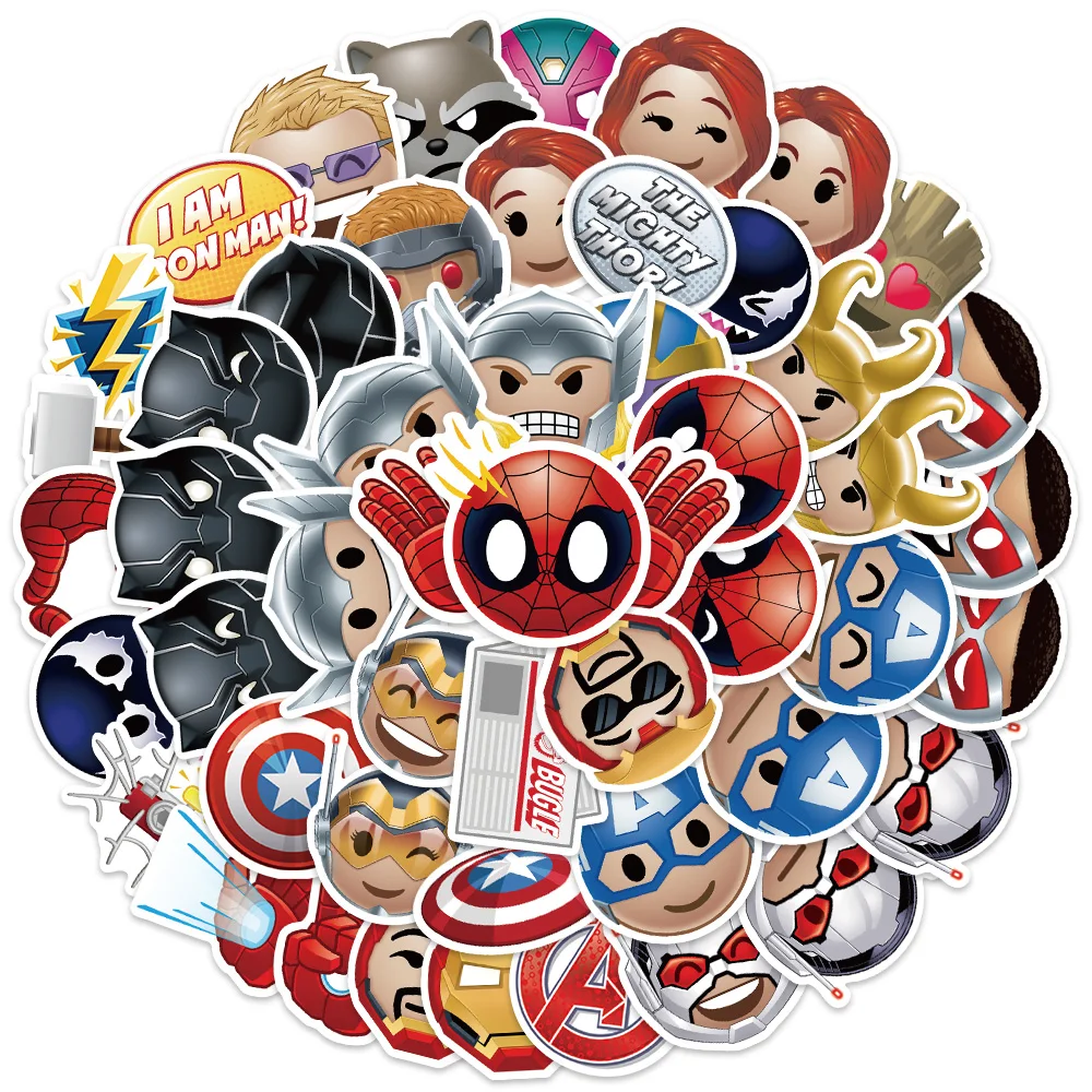สติกเกอร์ดิสนีย์ 50 ชิ้น ลายมาร์เวล ดิ อเวนเจอร์ส ฮีโร่ มีม ตัวการ์ตูนสุดเท่ ลายสไปเดอร์แมน สำหรับติดกันชนรถยนต์ ขวดน้ำ โทรศัพท์ หมวกนิรภัย