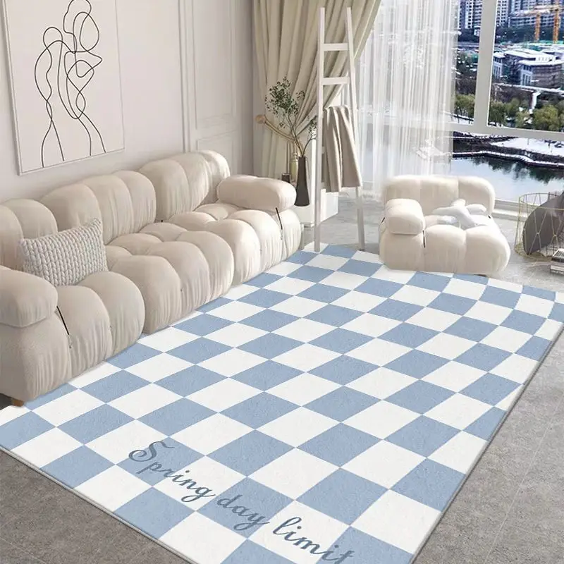 

Checkerboard Carpets for Living Room Thickened Soft Rugs for Bebroom Decor Large Area Cloakroom Carpet Balcony Porch Door Mat