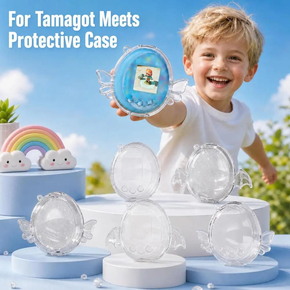 High-Transparency PC Case for Tamagotchi Meets Angel Wing Design Scratch Drop Protection