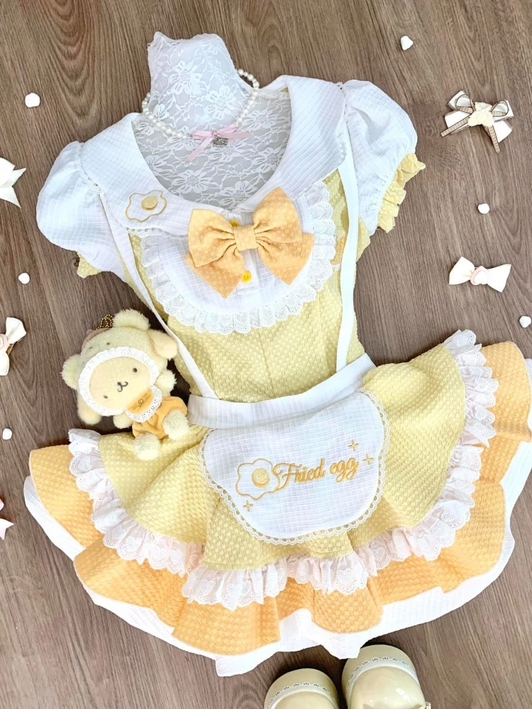 ชุดเซ็ต 2 ชิ้นสไตล์ Preppy Kawaii Lolita สวยหรูสำหรับผู้หญิง ดีไซน์โบว์หวานแบบ Y2k กระโปรงสั้นสุดชิคสไตล์เกาหลี เสื้อผ้ายอดนิยม