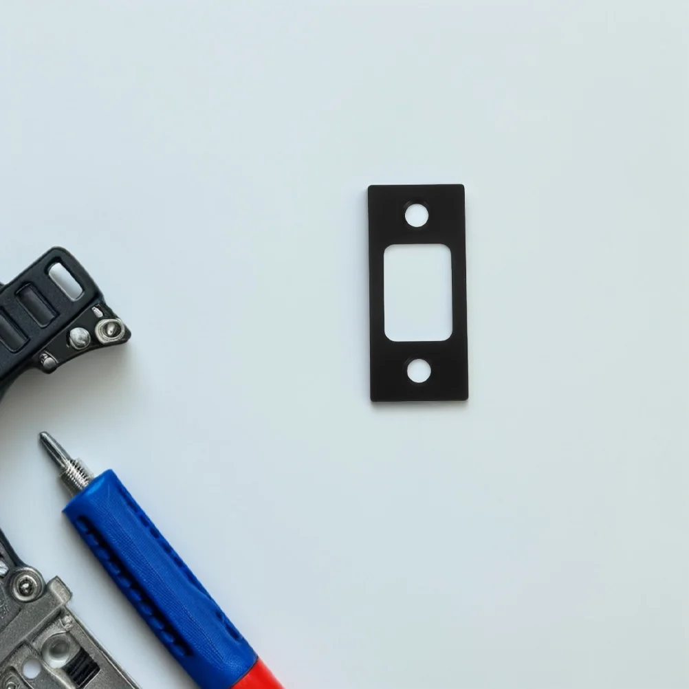 2 Stück runde Türöffnerplatte für Einsteckschlösser, schlankes schwarzes Finish, verbesserte Sicherheitsriegelführung, Hardware, runde Türschlossplatte