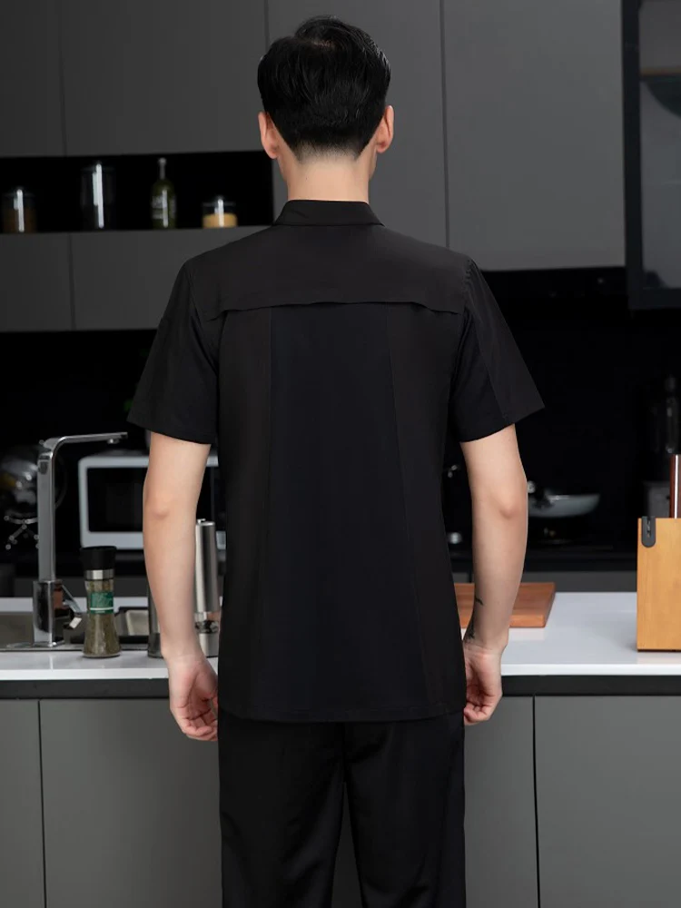 Chaqueta de cocina para hombre, ropa de trabajo para Hotel, camisa de Chef, uniformes de cocina, ropa de trabajo de camarero de panadería, servicio de comida, comedor