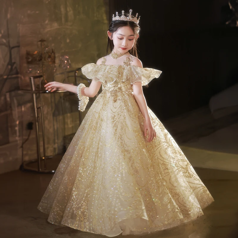 2024 Children Eid Holidays Dresses Evening Wedding Formal Dress for Kids Girls Luxury Birthday Party Pageant Princess Ball Gown