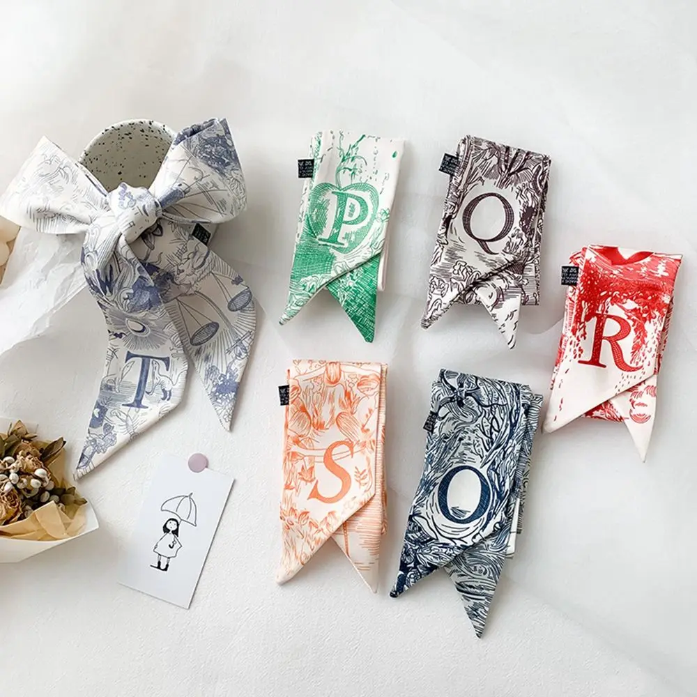 وشاح الزهور الشريط الطويل رئيس حبل مضفر الشعر الكورية نمط عقال الطباعة وشاح الشعر وشاح حريري عقال الإناث أغطية الرأس