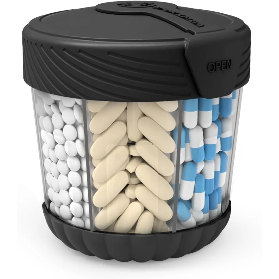 

Large Pill Dispenser Portable Pill Bottle Organizer for 7 Vitamins AntiMix plement Organizer with Easy Twist Wide Opening BPAFr