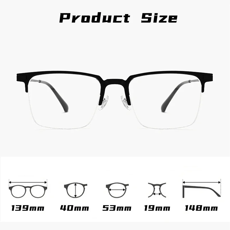 OLLYMURS موضة جديدة خفيفة للغاية التيتانيوم النقي مشبك مغناطيسي نظارات الأعمال وصفة طبية بصرية نصف إطار نظارات رجالية