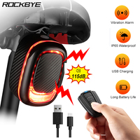 Rockbye Bicycle Taillight Alarm Burglar Bike Rear Lights Smart Auto Brake Light Remote Control Waterproof Bicycle Lamp