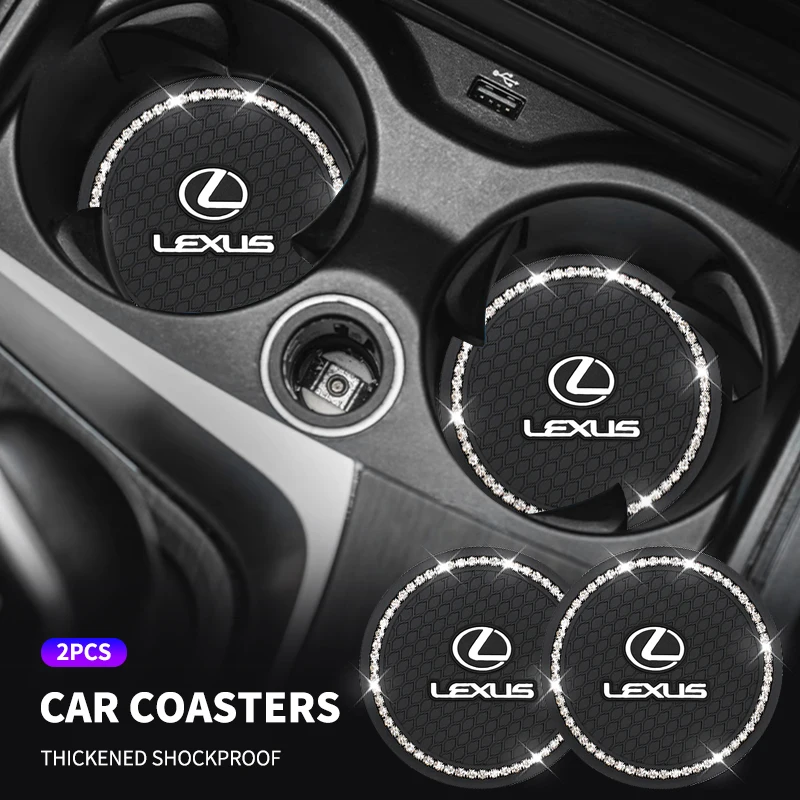 

1/2Pcs Diamond-studded Car Coaster Cup Holder Anti-skid Pad For Lexus FSPORT LBX NX RX 350h 450h ES UX 300e GS GX IS LS LX CT