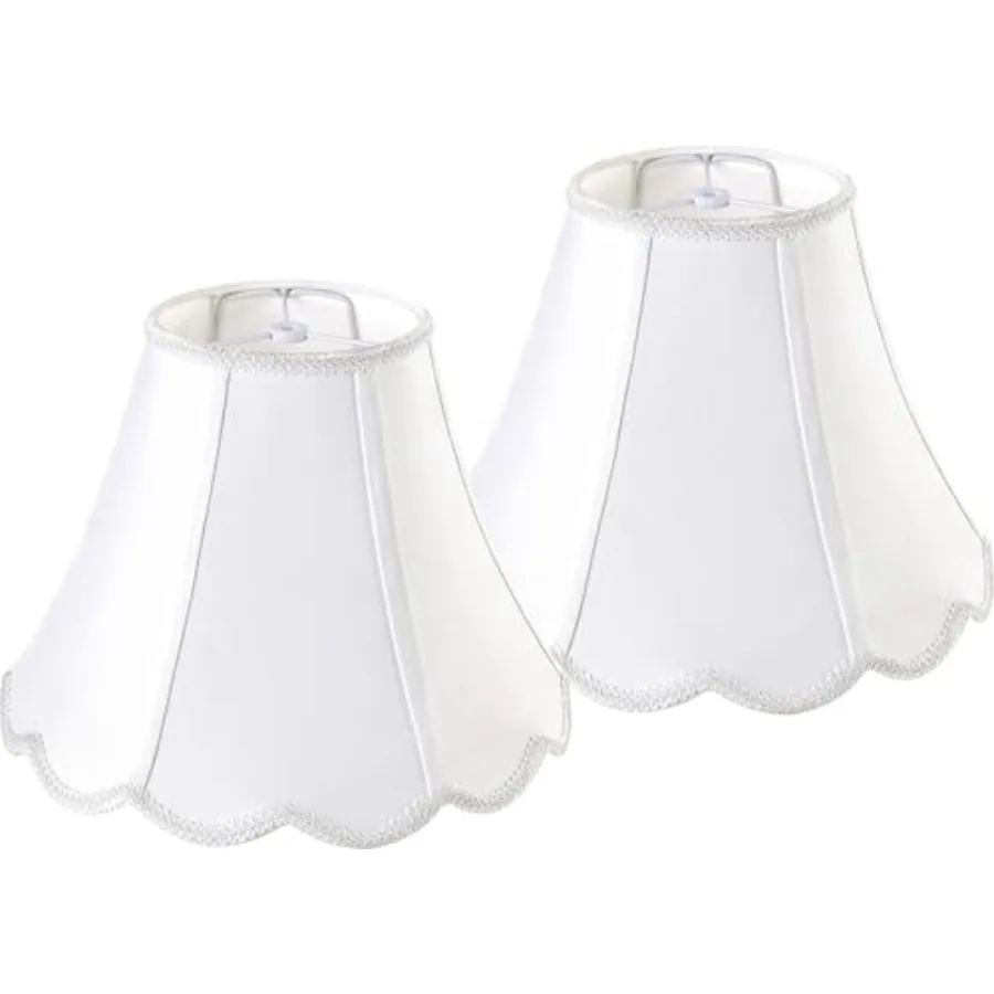 

GOSO Bell Lamp Shades Set of 2 Medium Off White, Scalloped Lamp Shade for Table Lamp, Floor Lamps Replacement Braids with Petal