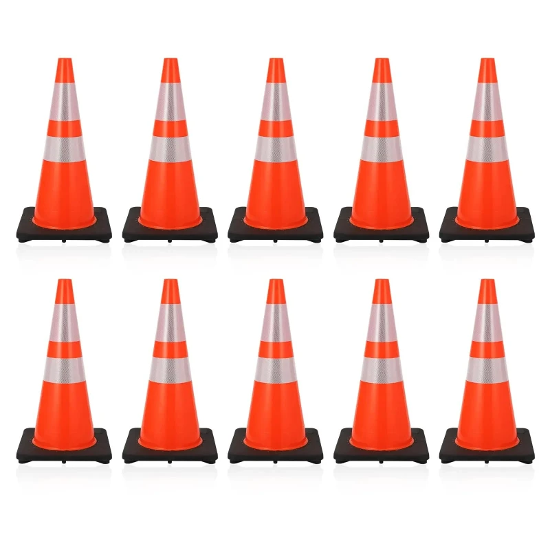 10PCS Red PVC Traffic Cones, 28Inch Heavy Duty High Visibility Traffic Cone For Parking Lot Traffic Control Road Work