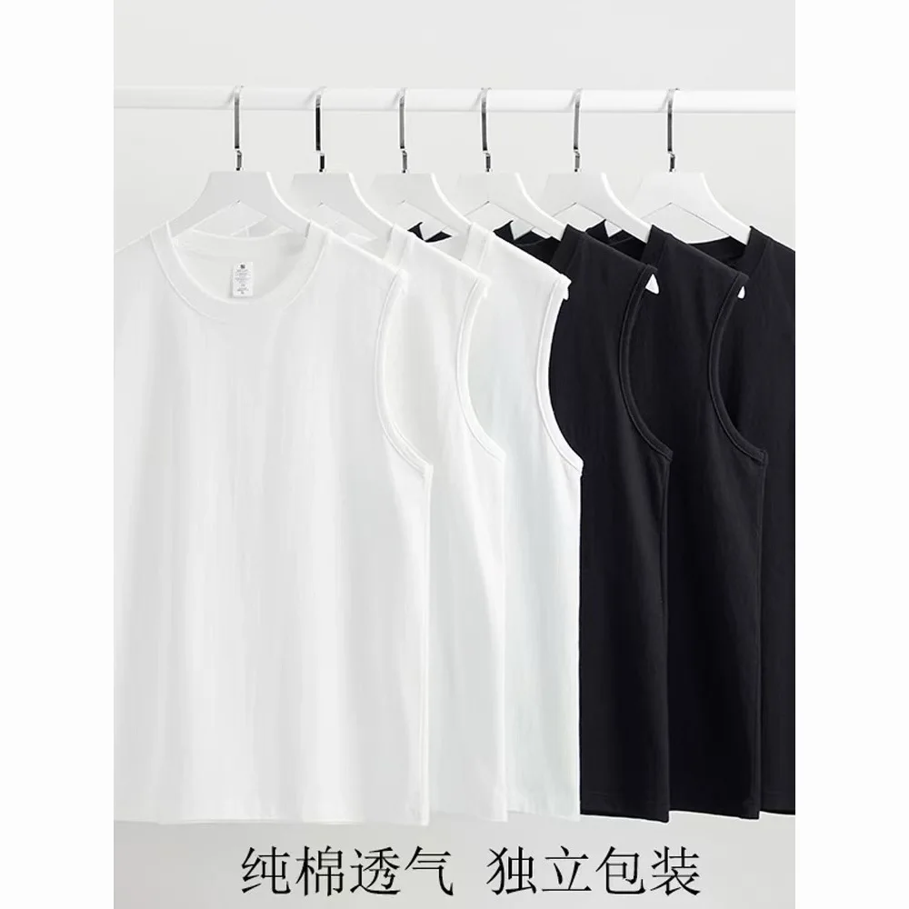 Summer Pure Cotton Lightweight Solid Sleeveless Tank Top Men's Fitness Sports Casual Top