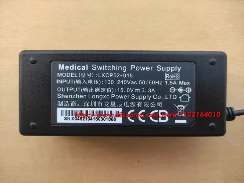 Genuine LXCP52-015 15V 3.3A Medical Switching Power Supply for Sonka ECG Instrument AC Adapter Charger