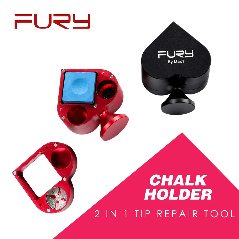 FURY Magnetic Chalk Holder 3-in-1 2 Colors Multi-function Repair Tool Tip Shaper Professional Snooker Billiard Accessories