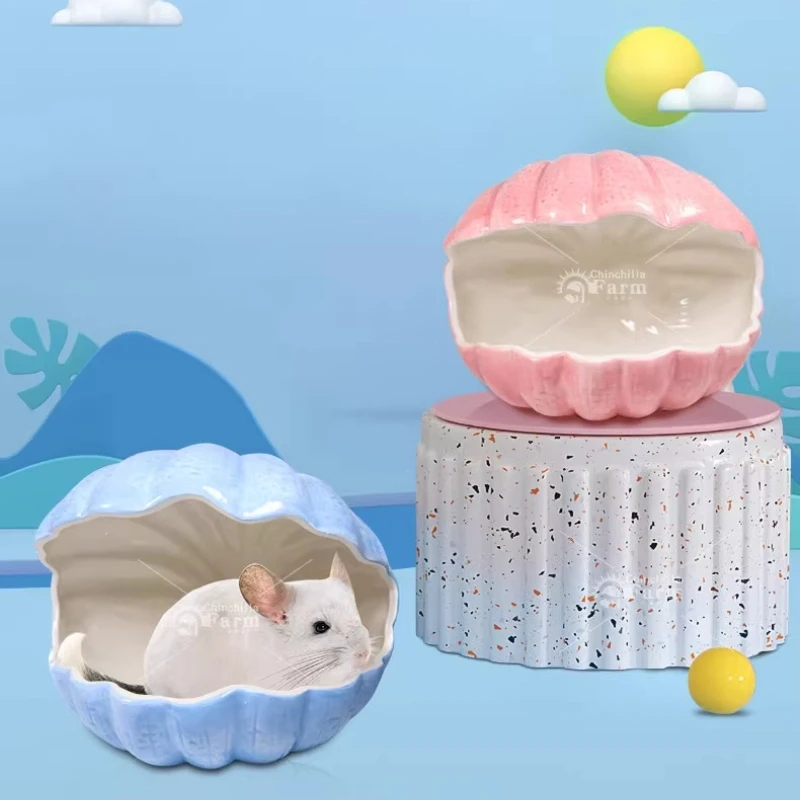 

Керамическое убежище из шиншиллы, жевательная дышащая конструкция корпуса для летнего охлаждения, легко чистящее укрытие для маленьких домашних животных для хомяков