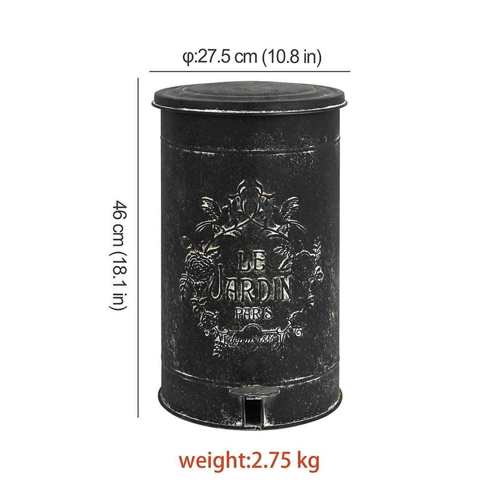 Metal Round Trash Can Suitable For Kitchen Rural Waste Basket Farmhouse Tavern Storage Barrel