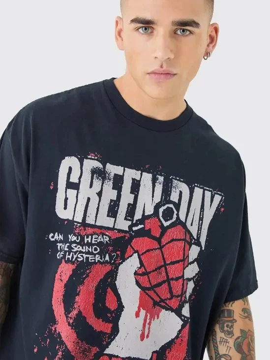 Green Day American Idiot Hysteria T Shirt Mens Rock Music Classic Band Tee Short-sleeved Women Fashion Street Top