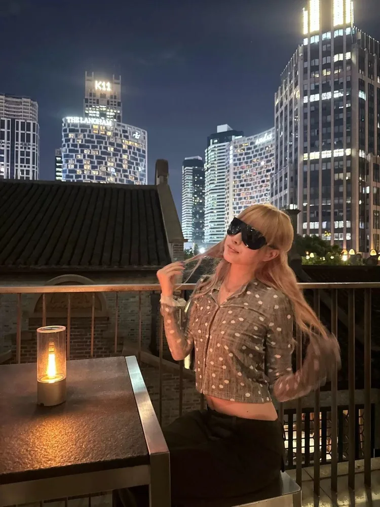 

Kimotimo Vintage Polka Dot Printed Long Sleeve Cardigan Women Autumn Slim Fit Waist Crop Top Y2k Aesthetic Spicy Girls T-shirts