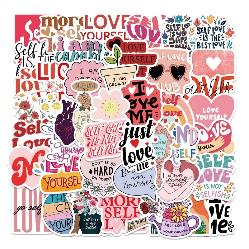 10/25/50pcs Self Love Inspirational Words Stickers Graffiti Motivational Quotes for Adults Laptop Phone Bottle Luggage bottle